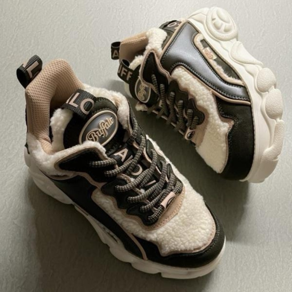 Buffalo David Bitton Brown and Cream Chunky Sneakers size 7.5 pre-owned